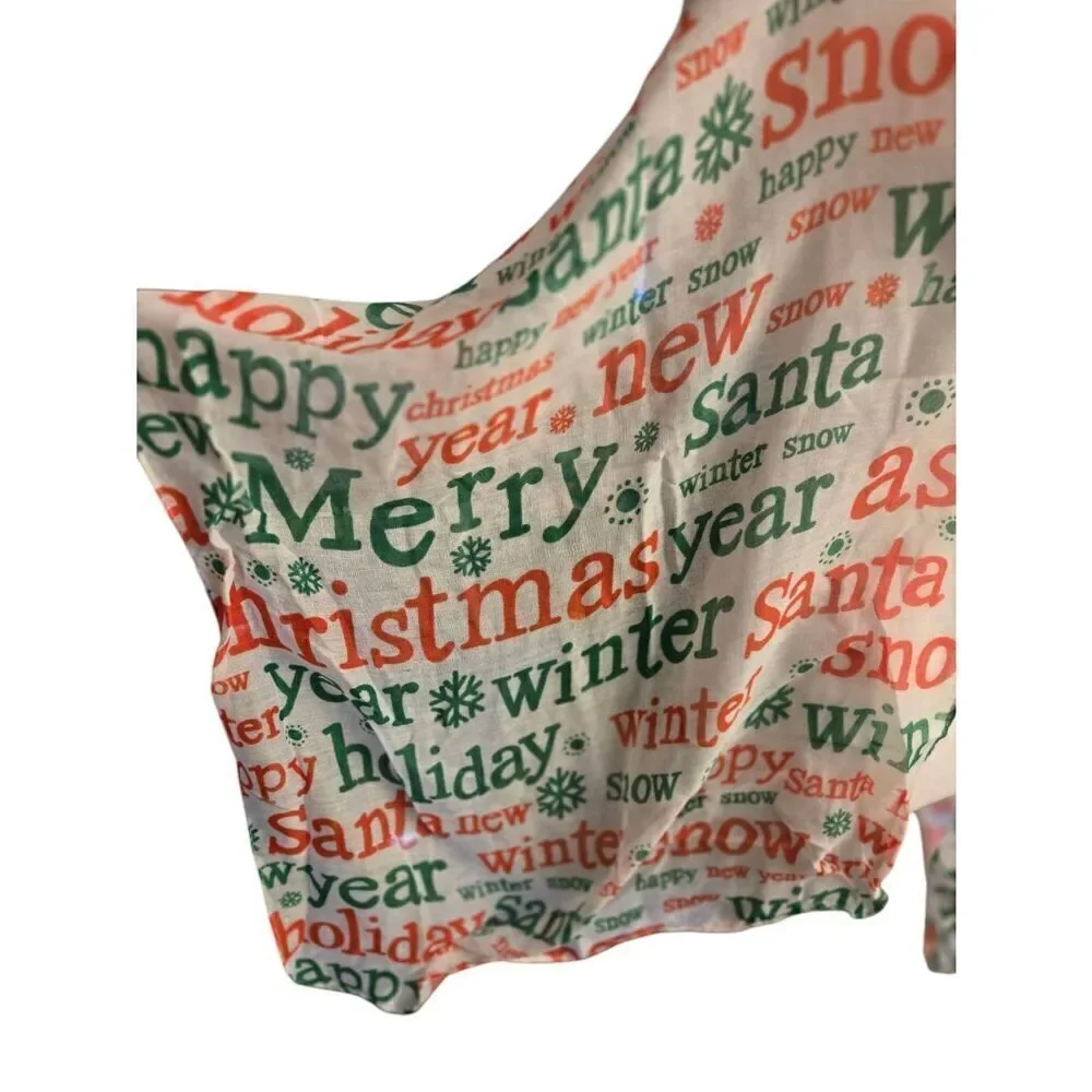 Women's One Size White/Green/Red Christmas Sheer Scarf